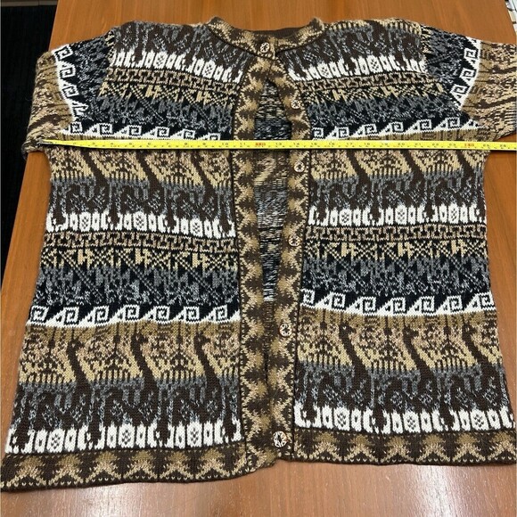 Peruvian Alpaca Connection 100% Alpaca Cardigan Sweater Artsy Boho Tribal XL - Picture 12 of 16